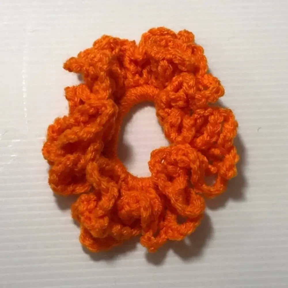 NWT Orange Handmade Crocheted Hair Scrunchie